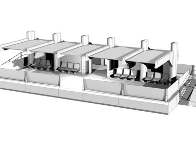 SciFi Tram Station Low-poly 3D model