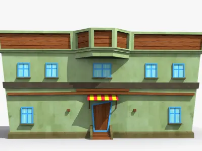 Cartoon House w Low-poly 3D model