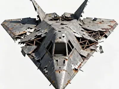 Demolished Stealth Aircraft Hull 3D Model Low-poly 3D model