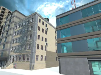 Big Building Pack with interiors Low-poly 3D model