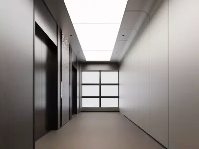 Minimalist Office Elevator Lobby Interior 3D model