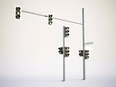 Black traffic lights set 3D model