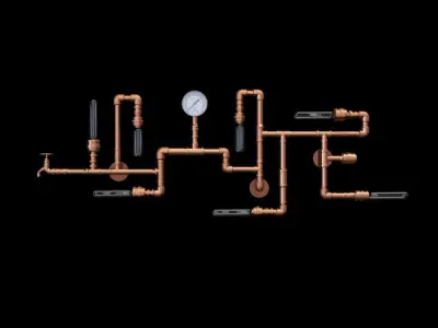 Wall lamp made of pipes LOFT 3D model
