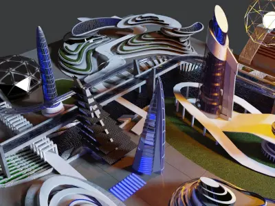 City skyscrapers 3D model
