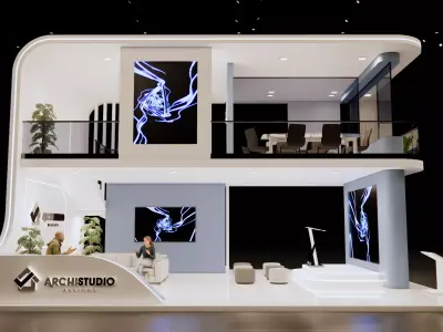 Double decker booth 8m x 10 m 3D Model 3D model