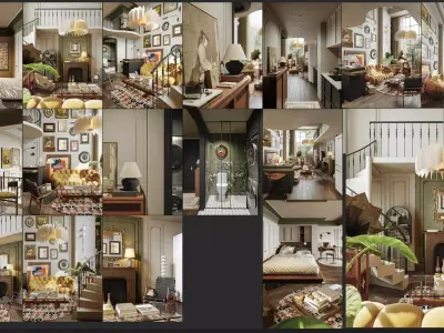Living Room Interior Scene for 3DMAX and Corona 3D model  3D model