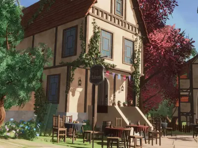 Stylized Medieval Market Fatpack Low-poly 3D model