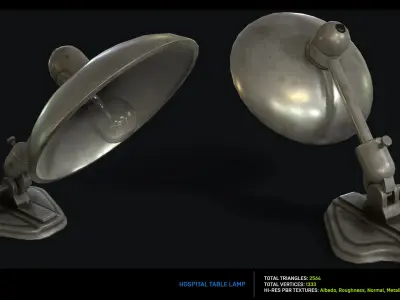 Hospital Table Lamp Low-poly 3D model