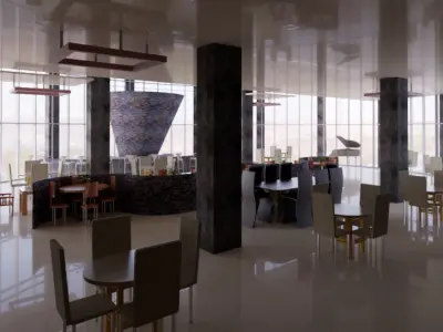 Revit Restaurant and Bar interior design 2016 3D model