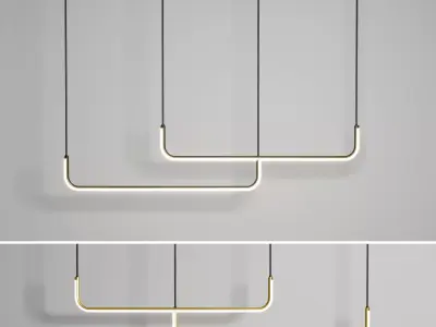 LED Pendant Light Modern Nordic Black Gold Low-poly 3D model