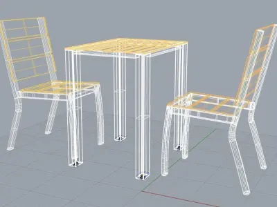 ESCALE chairs and table Low-poly 3D model