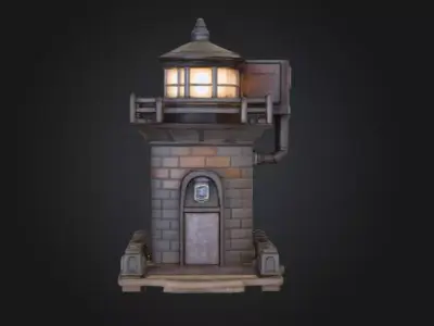 Pixel Lighthouse Low-poly 3D model