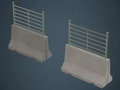 Concrete Barrier 2B Low-poly 3D model
