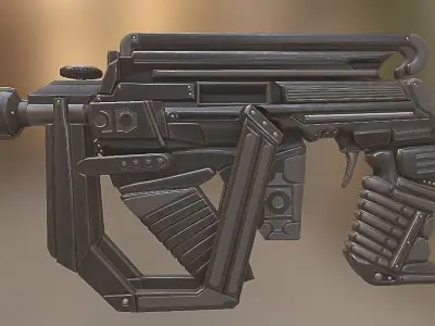 Sci-fi submachine gun Low-poly 3D model