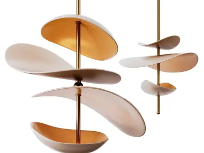 2Selene pendant chandelier by Elsa Foulon-02 - 2lights - 2mat  3D model