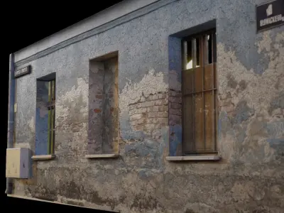 Derelict Wall-6 Low-poly 3D model