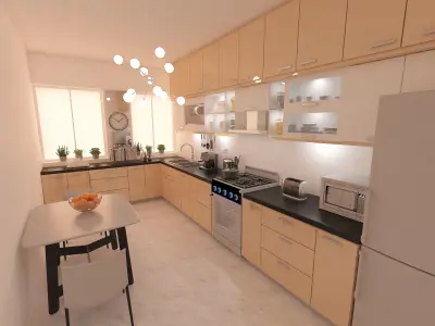 Kitchen window with blinds 3D model