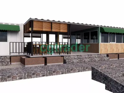 Container cafe restaurant interior design 3d model 3D model