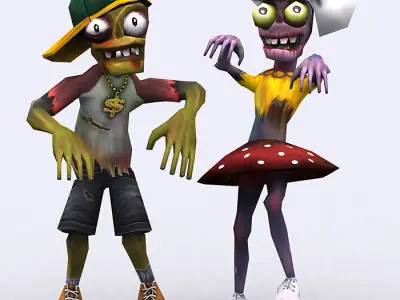 3DRT - Toonworld Zombie Family Low-poly 3D model