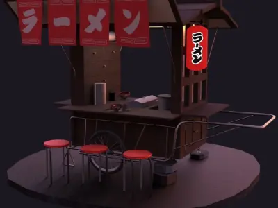Ramen Cart  Low-poly 3D model