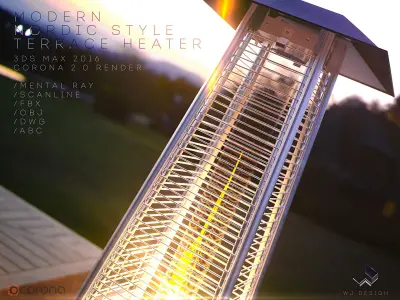 Modern Nordic Style Terrace Tower Heater 3D model