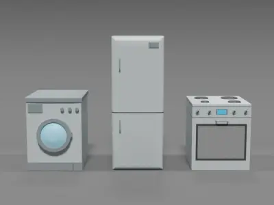 Low Poly Cartoon Household Electronic Devices Low-poly 3D model