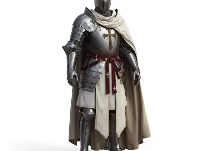 Royal Golden Knight Armor 3D Model Ornate Full Suit Low-poly 3D model