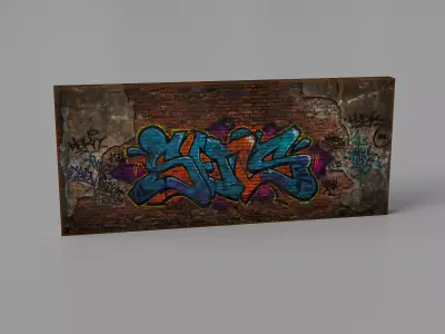 Street art wall Low-poly 3D model Low-poly 3D model
