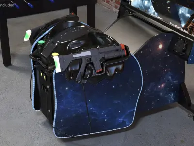  Cosmic Arcade Game Machine On State Rigged for Cinema 4D 