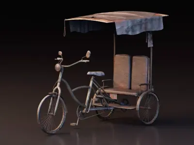 Rustic Cycle Rickshaw 3D model