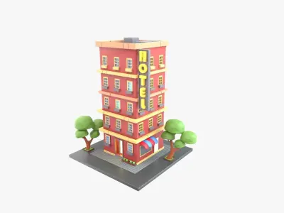 Hotel 3D Illustration 3D model purchase