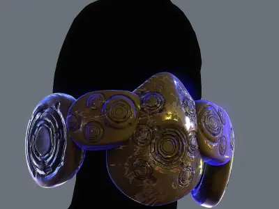 Gas mask helmet scifi Low-poly character art game space  Low-poly 3D model 7
