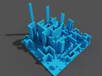 Tiny Voxel City Low-poly 3D model