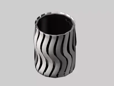 Aluminum circular cage type trash can Low-poly 3D model