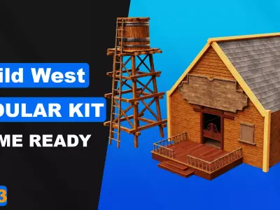Wild west Modular Kit Low-poly 3D model
