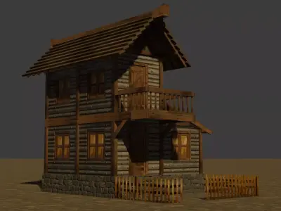 Medieval house nine 4 Low-poly 3D model