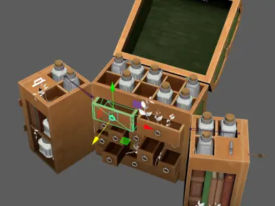 apothecary chest Alchemy herbs Storage Box medicine powder Low-poly 3D model