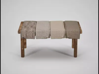 Medieval Market Table with Fabrics Low-poly 3D model