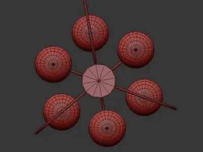 SCARLETT gold chandelier with five glass globes 3D model