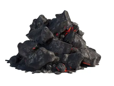 lit coal pile Low-poly 3D model