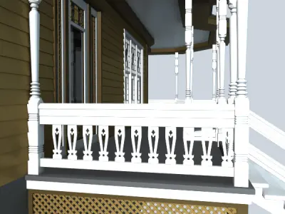 Baluster door handle with design 3D model