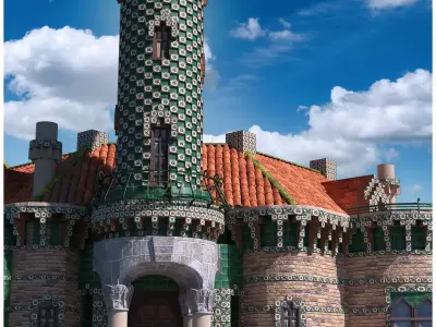 ElCapricho building with orange roof 3D model