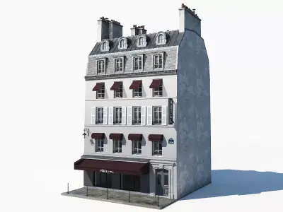 Parisian building 2 Low-poly 3D model