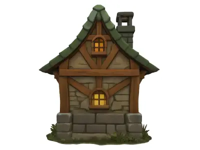 Whimsical Stylized Cottage 3D model