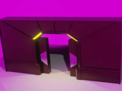Sci Fi Door - Rigged Animation 3D Model Low-poly 3D model