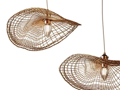 Boho Hand-woven Rattan Chandelier Decorative Pendant Light 3D model
