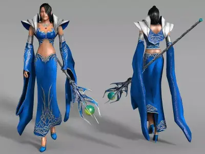 Fantasy Sorceress Low-poly 3D model