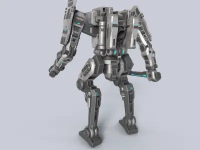 Sci fi Battle Mech Low-poly 3D model