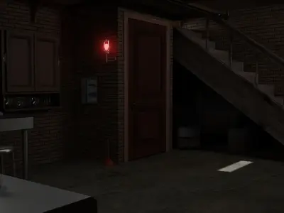 Basement laboratory Low-poly 3D model