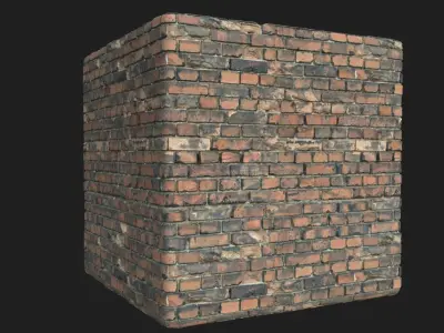 Old red bricks tile 4k PBR Texture